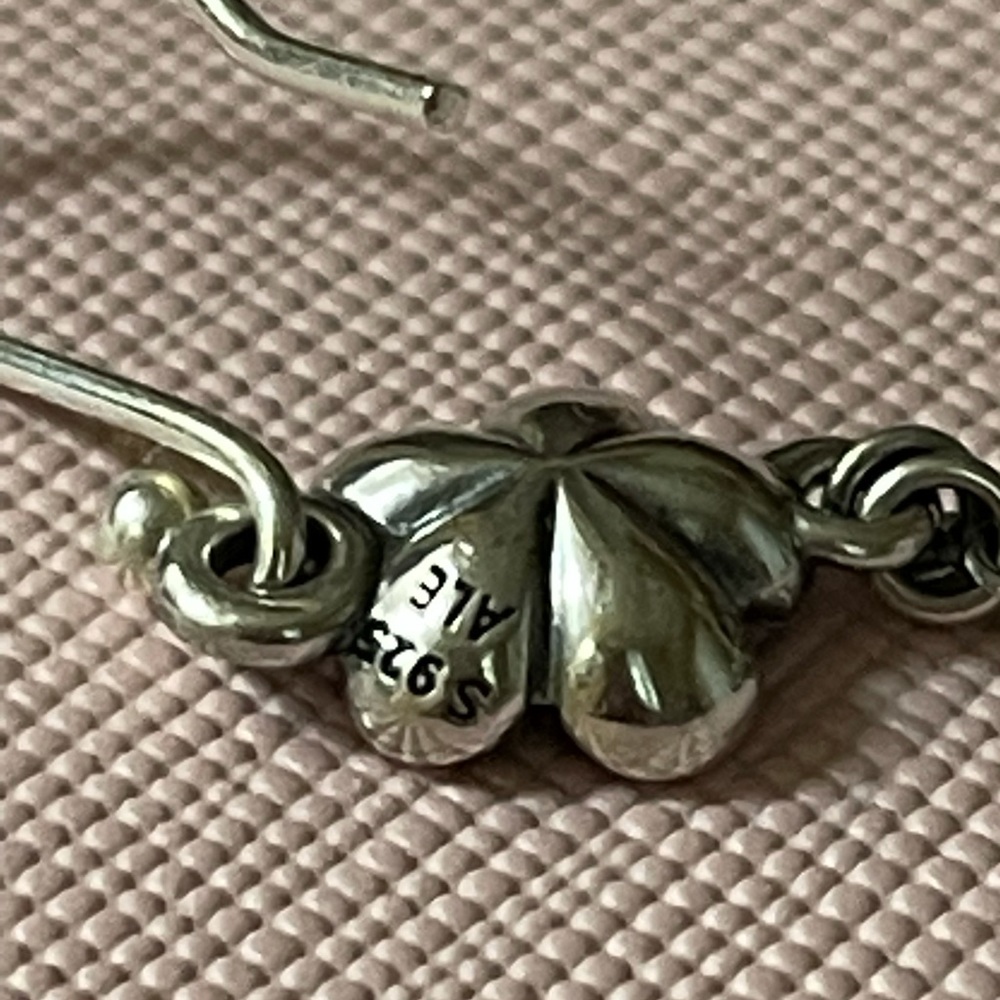 AUTHENTIC PANDORA RARE/RETIRED. FOREVER BLOOM FLOWER DANGLE EARRINGS - Picture 3 of 3
